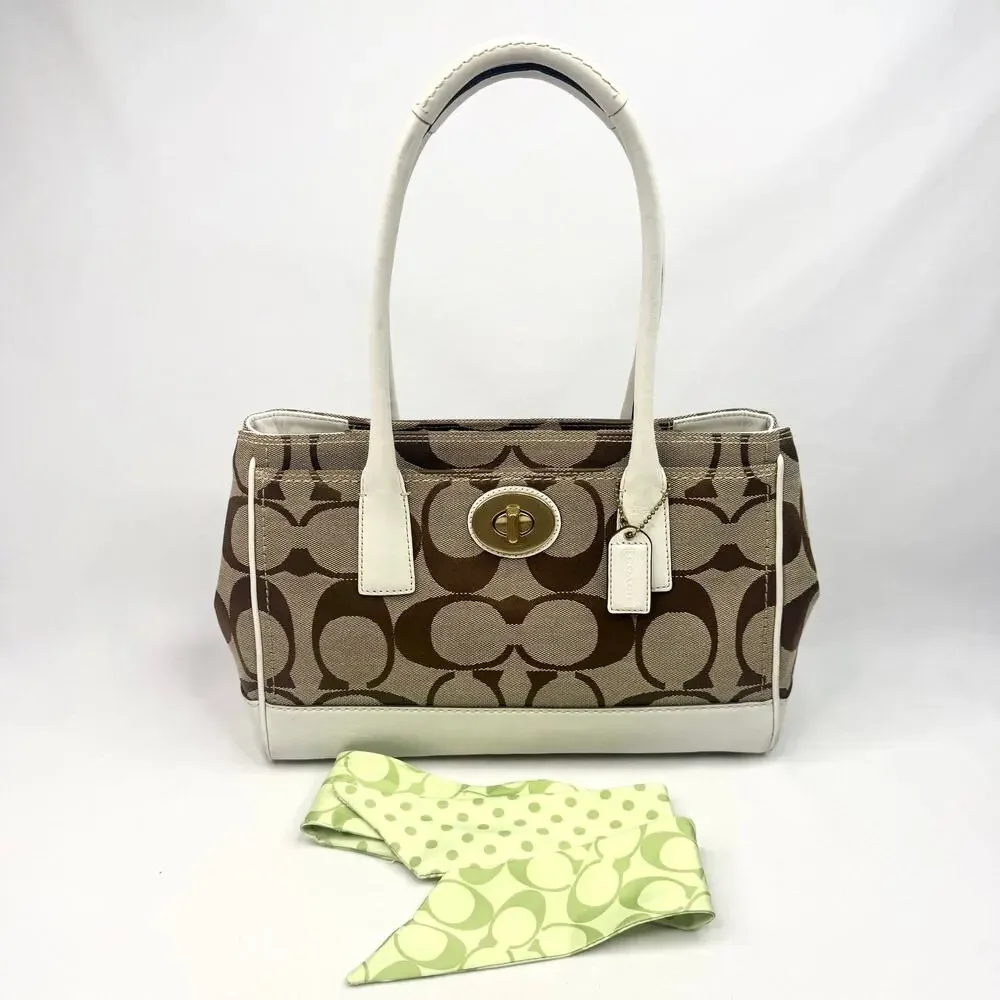Coach Madeline Classic Monogram Satchel Bag w/ Scarf